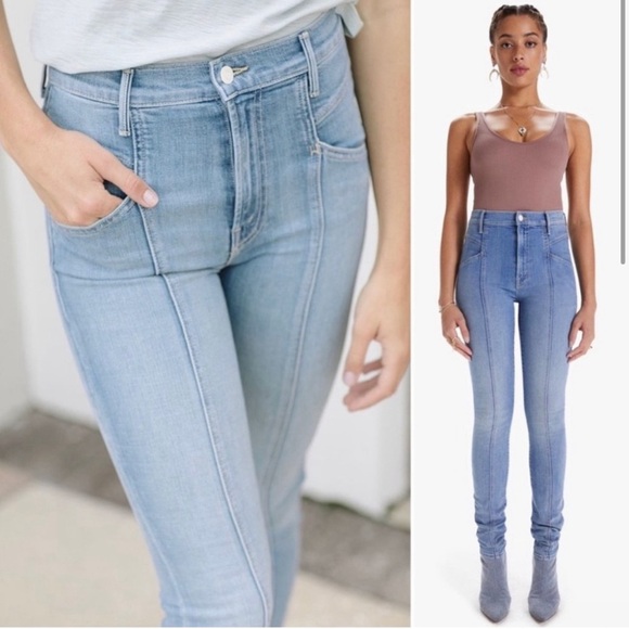 MOTHER Swooner Hover High Waist Seamed Skinny Jean in Blowing Kisses - Picture 3 of 14
